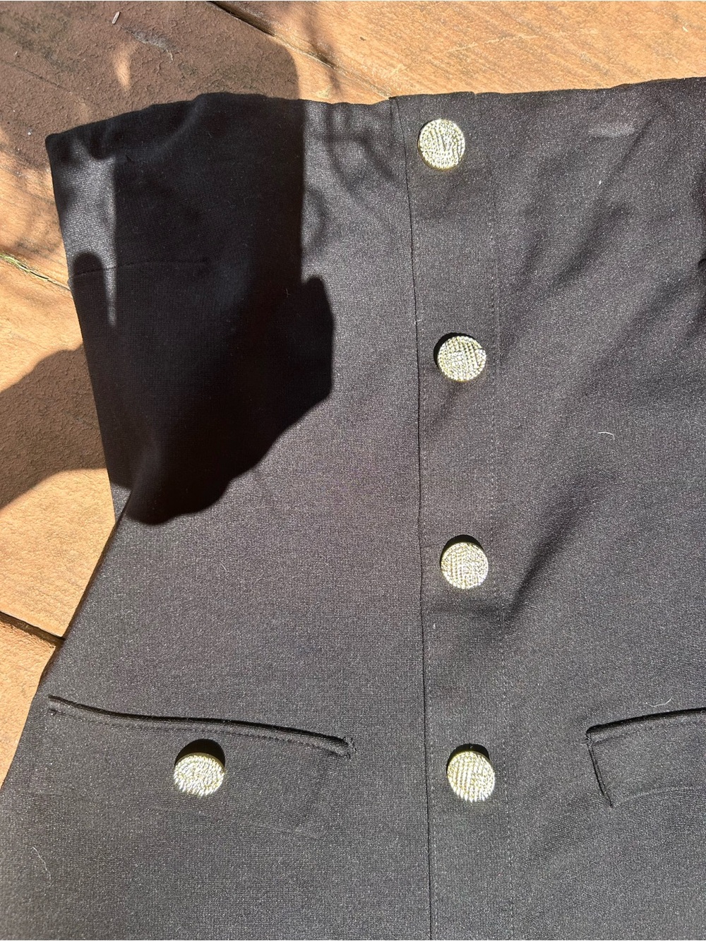 Kali Black Strapless Mini Dress with Silver Buttons - Picture 2 of 3